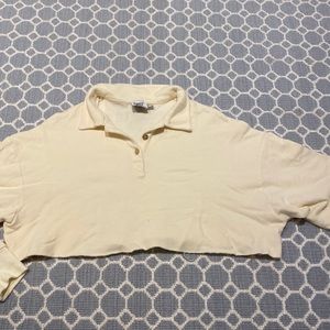 Princess Polly cream cropped sweatshirt